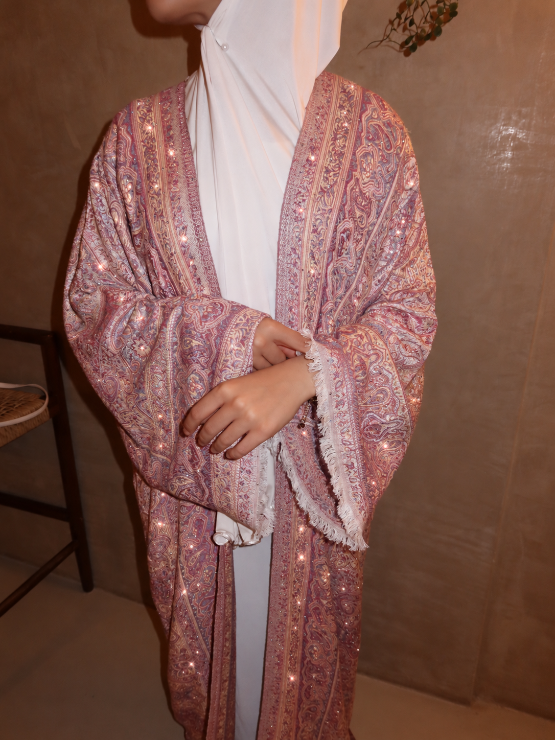 Funkelnde Pashmina-Abaya - The Muse/Rose