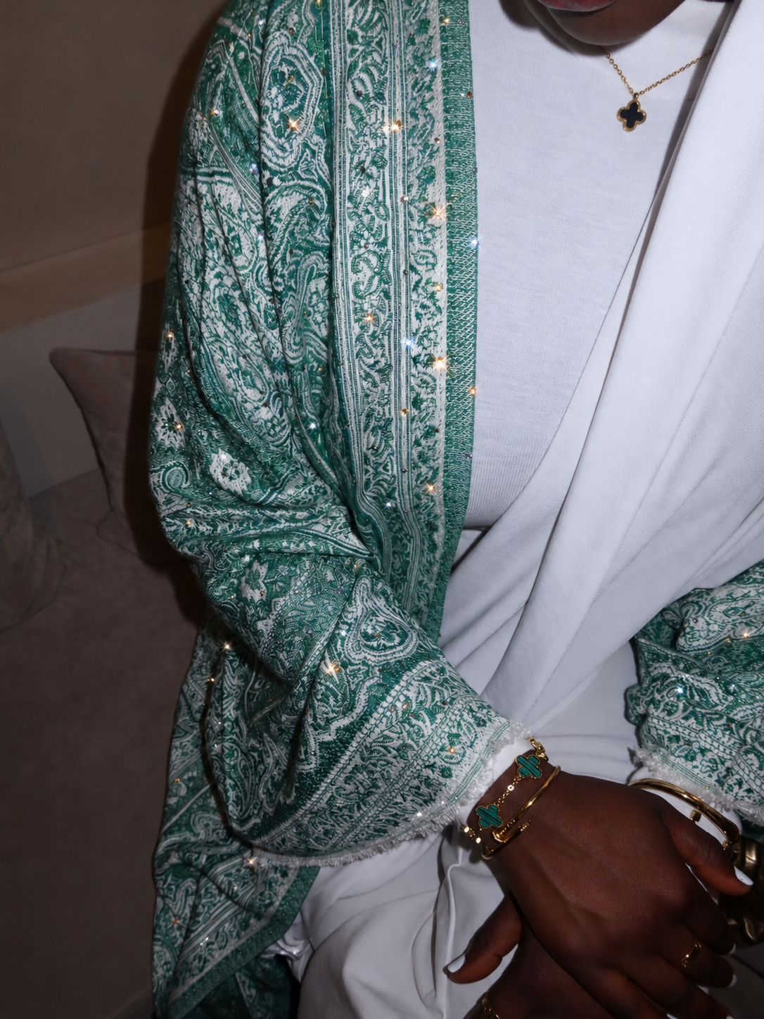Funkelnde Pashmina Abaya  - The Promised / Smaragdgrün